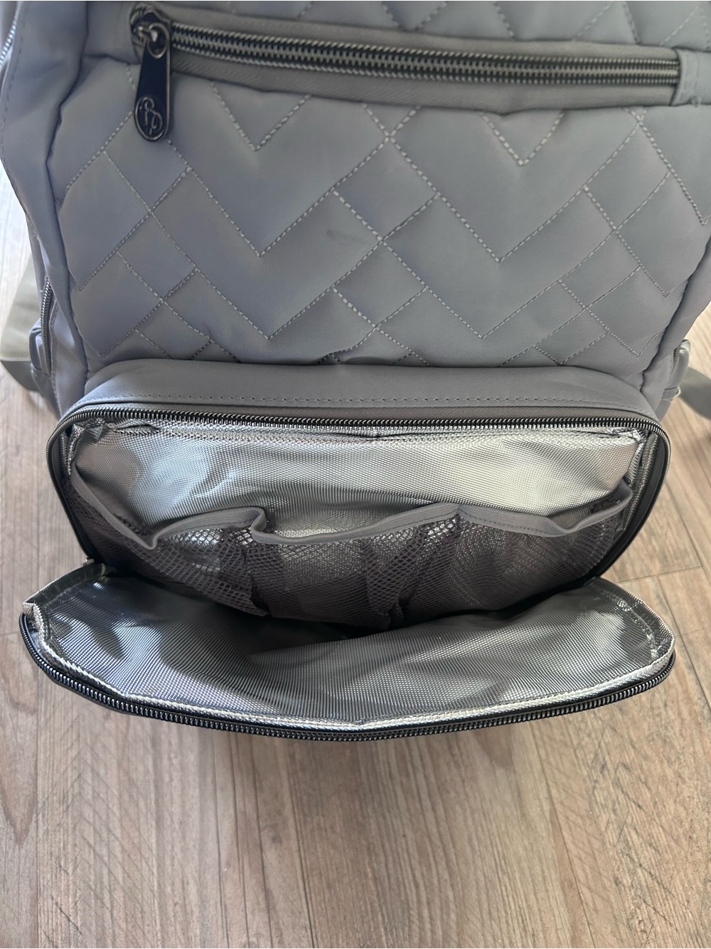 Fisher-Price Quilted Gray Baby Diaper Backpack - Picture 5 of 8